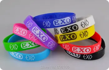 50vnt EXO silikoninės apyrankės Apyrankės Bangle Korean S.M.Entertainment Company Mix color fashion jewelry didmeninė prekyba