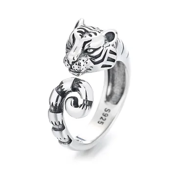 BOCAI Nauji 100% S925 sidabro papuošalai 2022 Natalio metai Zodiako tigras Unikali ir dominuojanti tendencijaMan ir moters žiedų poros dovana