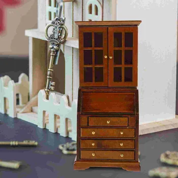 Mini spintos namo baldų apdaila Medinės mažos spintelės modelis Mažyčio namo baldų modelis