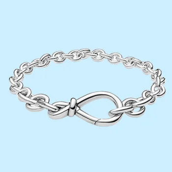 PANDORA 925 svarų sterlingų sidabro Chunky Infinity Knot grandinėlė Apyrankė Mados papuošalai Naujųjų metų dovanos moterims