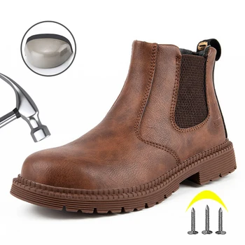 Vyriški darbo batai Anti-smash plieniniai pirštų apsauginiai batai Aukštos viršutinės apsaugos batai Nesunaikinami nepraduriami kulkšnies batai