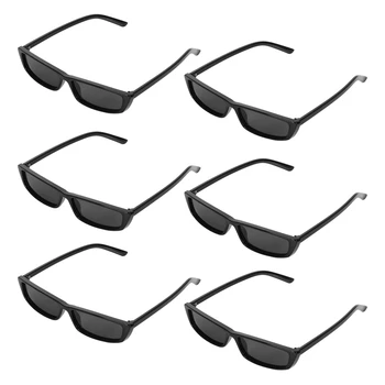 6X Vintažiniai stačiakampiai akiniai nuo saulės Moterys Mažo rėmelio akiniai nuo saulės Retro akiniai S17072 Juodas rėmelis Juoda