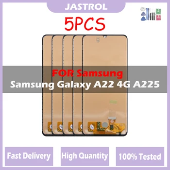 5Pcs/Lot LCD skirtas Samsung Galaxy A22 4G A225 SM-A225F SM-A225F/DS LCD ekranas su rėmeliu Jutiklinis ekranas Skaitmeninimo priemonės surinkimo dalys