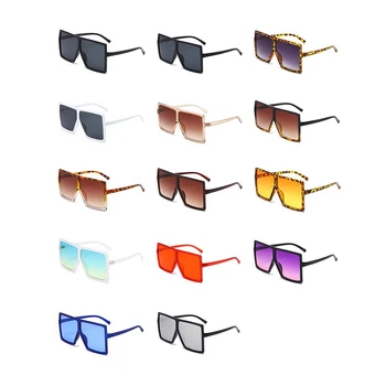 14 poros kvadratiniai negabaritiniai akiniai nuo saulės Plokšti viršutiniai atspalviai Oversize akiniai nuo saulės moterims vyrams, 14Colors