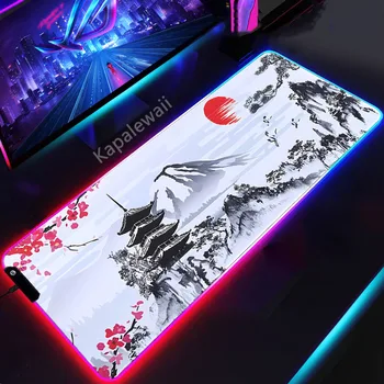 kinų stiliaus Sakura pelės kilimėlis RGB šviečiantis kompiuterio pelės kilimėlis LED žaidimų priedai pelės kilimėlis Gamer pelės kilimėlis Guminis stalo kilimėlis