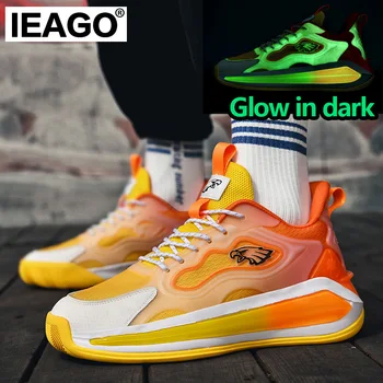 IEAGO Original Spike Glow In Dark Men Moterų krepšinio bateliai Casual Breathable Non-Slip Sports Running Sportiniai sportiniai bateliai