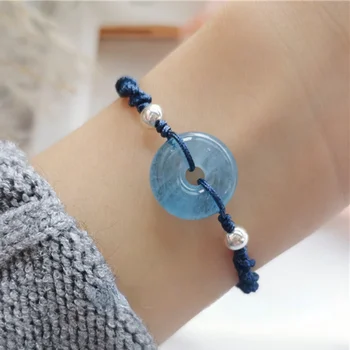Taikos sagtis Rankomis austos apyrankės moterims Sea Blue Crystal DNR Spiral Hand Rope Sweet Romantic Chinese stiliaus aksesuarai