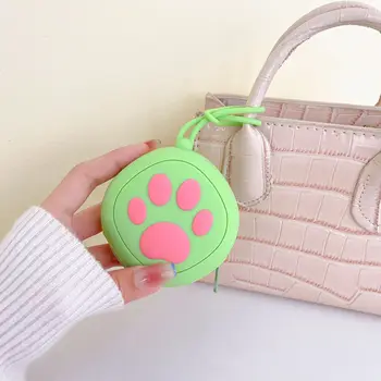 Fashion Round Cat Claw monetų piniginė silikoninis ausinių krepšys su riešo virve mielas keitimas Piniginės nešiojamas raktų laikymo krepšys Nauja
