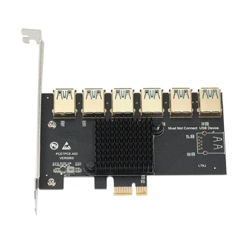 PCI Express PCIE nuo 1 iki 6 USB3.0 stovo kortelė, skirta PCI Express X16 stovo vaizdo plokštei ETH Bitcoin kalnakasių kasyba Pridėti kortelę