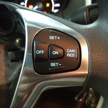 Mėlynas LED vairas Pastovaus greičio palaikymo jungiklis Greičio reguliavimo mygtukas Automobilių priedai Ford Fiesta MK7 MK8 ST Ecosport 2013 2015