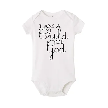 Aš esu dievo vaikas Laiškas spausdinti Naujagimis Kūdikis Mergaitė Berniukas trumpomis rankovėmis Romper Kombinezonas Kombinezono apranga Drabužiai