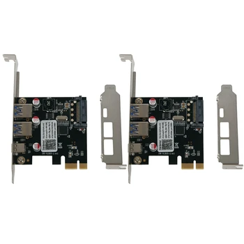 2X USB 3.1 C tipo PCIE išplėtimo kortelė Pci-E į 1 C tipą ir 2 tipo A tipo 3.0 USB adapteris PCI Express valdiklio šakotuvas