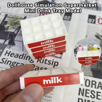 Dollhouse pieno padėklas 5Vnt Juokingas kūrybingas lengvas lėlių namelis Prekybos centras Gėrimų padėklas Modelis Žaisti Namų aksesuarai