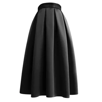 Moterų kilimo ir tūpimo tako mados pavasario dizaineris Juodas sijonas Moteriškas aukštas juosmuo Pagrindinis A linijos sijonas TB348