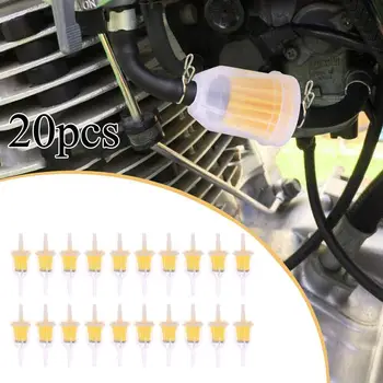 20vnt Motociklų benzino filtras Kuro filtras 6mm-8mm šienapjovėms Mažas variklis Automobilių alyvos filtras Motociklų įranga Priedai