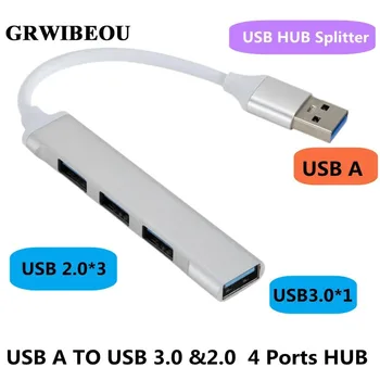 USB HUB 3.0 2.0 4 prievadai USB HUB Multi Splitter adapteris OTG skirtas Xiaomi Lenovo MacBook Pro Air PC Nešiojamųjų kompiuterių priedai