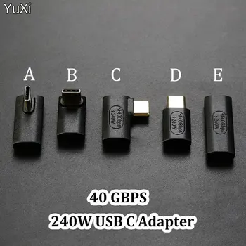 USB C adapteris 90 laipsnių USB C plėstuvas C tipo 4.0 stačiakampis PD 240W 40Gbps greitas įkrovimas mobiliojo telefono perjungimo nešiojamojo kompiuterio planšetiniam kompiuteriui