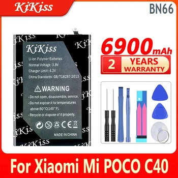6900mAh KiKiss didelės talpos baterija BN66 BN 66 skirta Xiaomi Mi POCO C40 mobiliųjų telefonų baterijoms