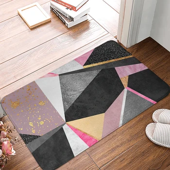 Tamsiai rožinė Geometrinis dryžuotas dekoratyvinis kilimėlis Durų kilimas 40X60cm Virtuvė Vonios kambarys Namų neslystantis grindų kilimėlis Šiaurės šalių stiliaus vidinis kilimėlis