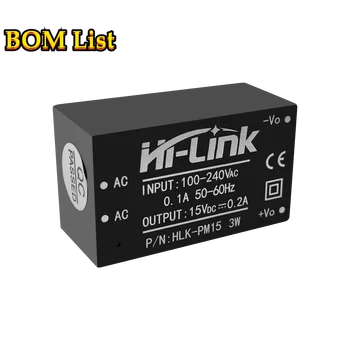 HLK-PM15 Hi-Link AC DC 220V to 15V 3W mini maitinimo modulis protingas namų automatikos kintamosios srovės transformatorius