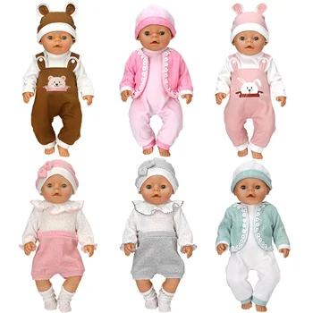 17-18 colių kūdikių lėlės drabužiai Mielas lokys 3Vnt Apranga 43cm žaislams Atgimusių lėlių drabužiai Ką tik gimęs kūdikių rompers lėlių aksesuarai