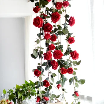 1,8m Dirbtiniai Australijos rožiniai vynmedžiai Šeimos vestuvių arka Sodas Vingiuoti dirbtiniai rožių vynmedžiai