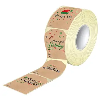 Kalėdiniai lipdukai Žymos Lipnus amatas Popierinis dovanų etiketės Naujųjų metų vakarėlio dekoro žymos Lipdukų juosta 