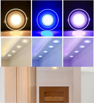 3-in-1 spalvos LED apšvietimas Reguliuojamas pritemdomas lubų įleidžiamas šviestuvas 85 ~ 265V LED skydelio šviesa Namų prožektorius Vidaus apšvietimas