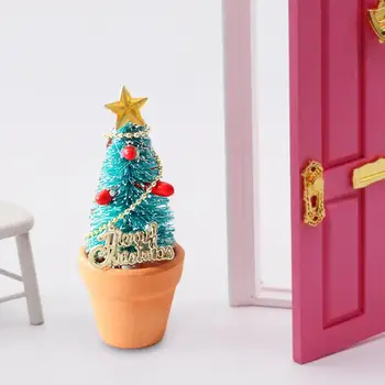 1/12 Lėlių namų kalėdinė dekoracija Mini Kalėdų eglutė Vazoninė pasakų sodas Apsimesti žaislų papuošalais Miniatiūrinis scenos modelis