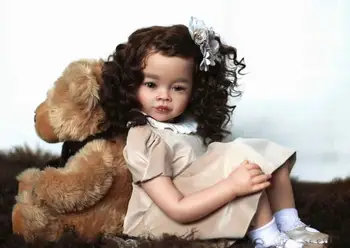 FBBD pagal užsakymą, kurį pagamino mūsų geriausias menininkas ShanShan 32''/80cm atgimęs kūdikis Meili su garbanotais plaukais jau baigta lėlė