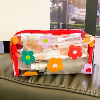 1vnt Makiažo maišeliai Gėlių kosmetikos krepšys Ramunės užtrauktuku užsegami maišeliai Nešiojami tualeto reikmenų krepšiai moterims Kelionės Atostogos Vonios kambarys Organizavimas