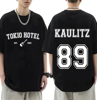 Roko grupė Tokio Hotel Kaulitz Retro Grafiniai marškinėliai Vyriški hiphopo mados marškinėliai Vyrų mada Medvilniniai oversized marškinėliai Gatvės apranga
