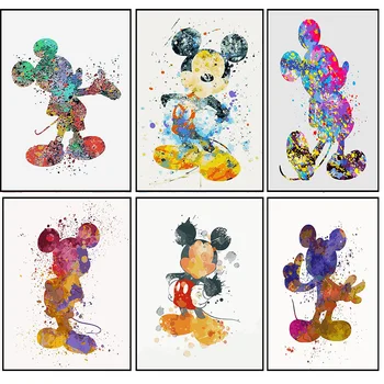 Disney Mickey Mouse Diamond Painting Cartoon Water Color 5D DIY siuvinėjimas Visas gręžimo rinkinys Hobis vaikams Dovanų mozaikos namų dekoravimas