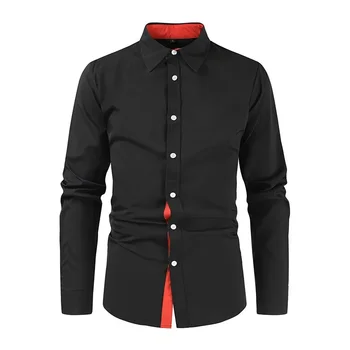 2023 Nauja vyrų mados tendencija Polo apykaklė ilgomis rankovėmis priekyje madingi spalvoti laisvalaikio marškiniai