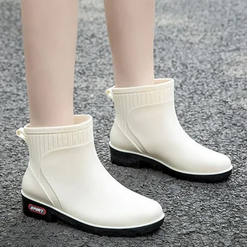 Moterys Nauji neperšlampami batai guma Anti slip žemo kirpimo lietaus batų darbas Patogus, laisvalaikio dilimui atsparus Mujer botas de lluvia
