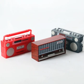 1:12 Lėlių namelis Retro radijas Miniatiūrinė kasetė Vaikai apsimeta, kad žaidžia Žaislinis mini diktofonas Vaikas Lėlių namelio priedai Gramofono dekoras