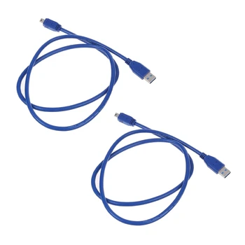 2X Blue Superspeed USB 3.0 A tipo vyriškas į Mini B 10 kaištis Vyriškas adapterio kabelio laidas