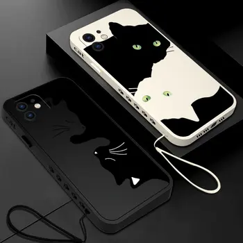 Funny Cute Hug Black Cat telefono dėklas, skirtas Xiaomi Redmi 12C 10 10C 10A 9 9T 9A A1 K20 K30 K40 Pro Plus 4G 5G skysto silikono dangtelis