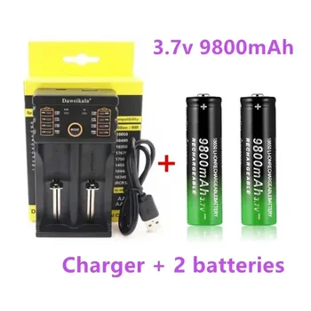 2023 New18650 Batterie Hohe Qualität 9800mAh 3,7 V 18650 Li-Ion batterien Akku Für Taschenlampe Taschenlampe + Ladegerät