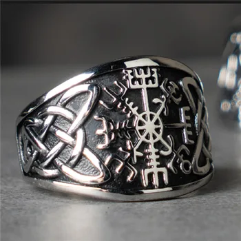 Vintažinis Islandijos kompaso totemo žiedas vyrams šauni mados asmenybė hiphopo roko punk papuošalų dovana