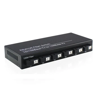 6Port 10/100M Ethernet Switch 6 Fiber Port 25KM 2UTP RJ45 Fiber Optical Transceiver Optical Media Converter