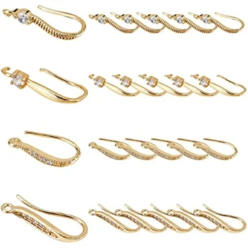 24 vnt 4 stiliaus paauksuoti kubiniai cirkonio auskarų kabliukai Kalnų krištolo auskarų kabliukai su kabančiomis kilpomis 