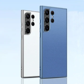 skirta Samsung S23 S22 Ultra telefono dėklo galvanizavimo rėmui matinio metalo apsaugos objektyvo apsaugos nuo kritimo galinis dangtelis