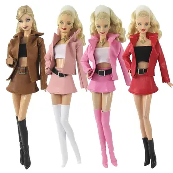 Doll Fashion Wear PU odinės striukės palto sijonas 1/6 BJD lėlių rankų darbo moteriškų lėlių drabužių kelnės 30cm lėlės 