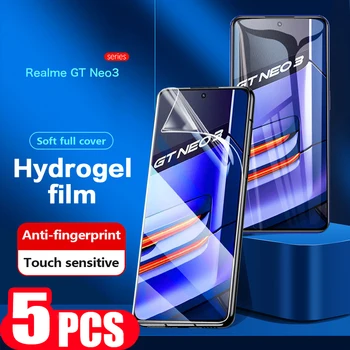 5Pcs telefono ekrano apsauga Realme 11 10 9 GT Neo 5 SE C55 3 3T GT2 pro plus Hidrogelio plėvelė minkšta viso dangtelio apsauginė plėvelė