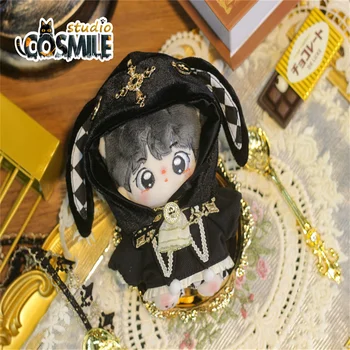 No Attributes Kpop Idol Gothic Punk Edward Black Rabbit Pasakų kostiumo kostiumas Kimštas pliušinis 10cm lėlių drabužiai KL Jan