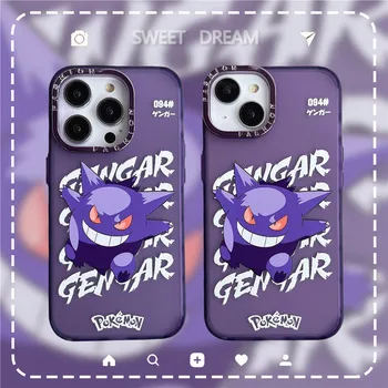 POKEMON Gengar Purple Anime mielas telefono dėklas, skirtas iPhone 11 12 13 14 15 Pro Max Matte 15ProMax žvaigždėtas dangtelis