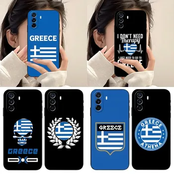 Graikijos nacionalinių vėliavų telefono dėklas Huawei Y7 A Y5 P Y9 Y6 Pro Y5 Prime 2020 2019 2018 2017 Nova 9 S RO SE Juodas minkštas dangtelis