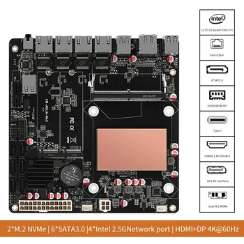 N100/i3-N305 6 Bays NAS pagrindinė plokštė 4x 2.5GNetwork kortelė 6x SATA3.0 2x M.2 NVMe DDR5 17x17 Mini ITX pagrindinė plokštė su PCIE PASIDARYK PATS NAS