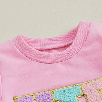 Mažylių mergaičių apranga ilgomis rankovėmis laiškų siuvinėjimai Džemperis Tiulio sijono komplektas 2Vnt Vaikiški pavasariniai drabužiai